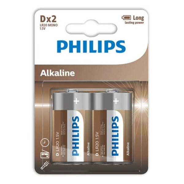 PHILIPS - D Alkalisk Batteri 2-pk