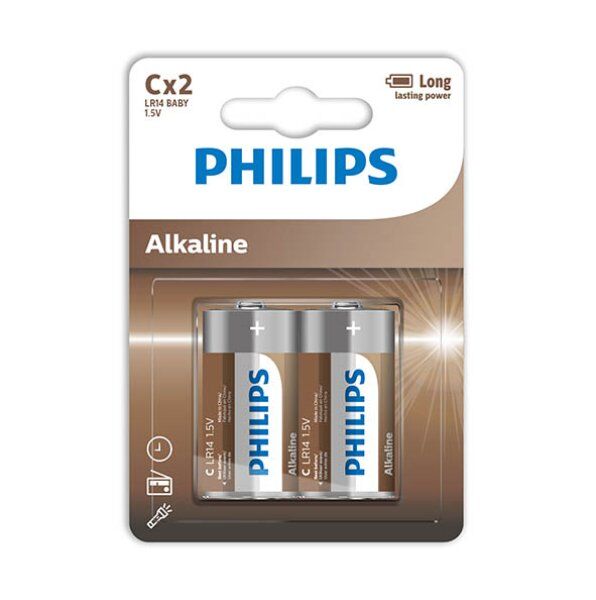 PHILIPS - C Alkalisk Batteri 2-pk