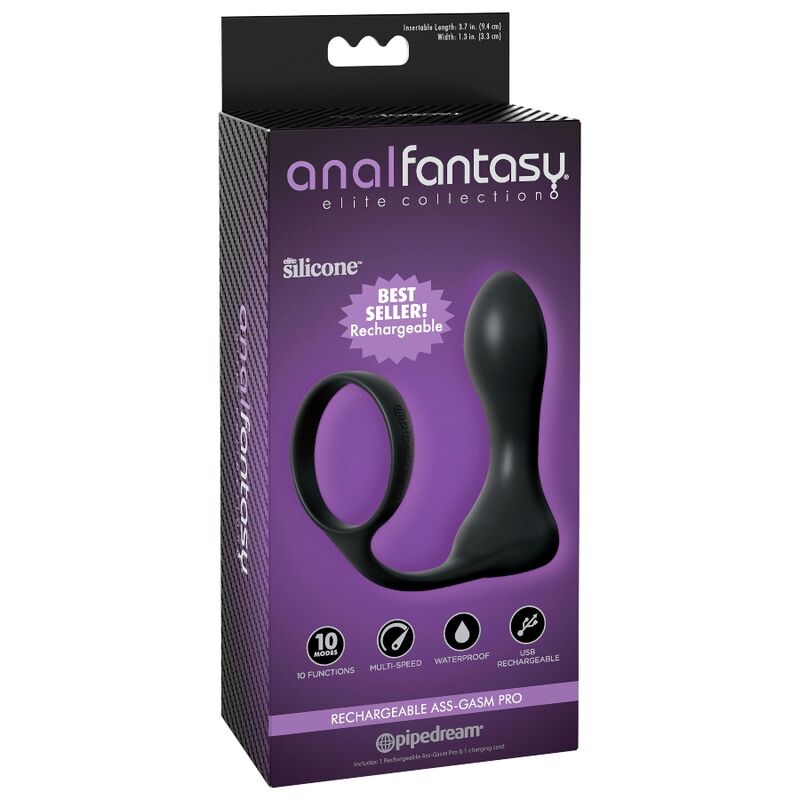 ANAL FANTASY ELITE - Rechargeable Ass-Gasm Pro Penisring med prostataplugg