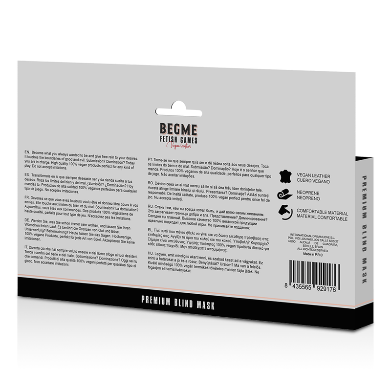 BEGME - Black Edition Øyemaske i Vegansk Skinn med Neopren