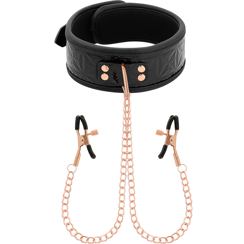 BEGME - Black Edition Halsbånd med Brystvorteklemmer med Neoprenfôr