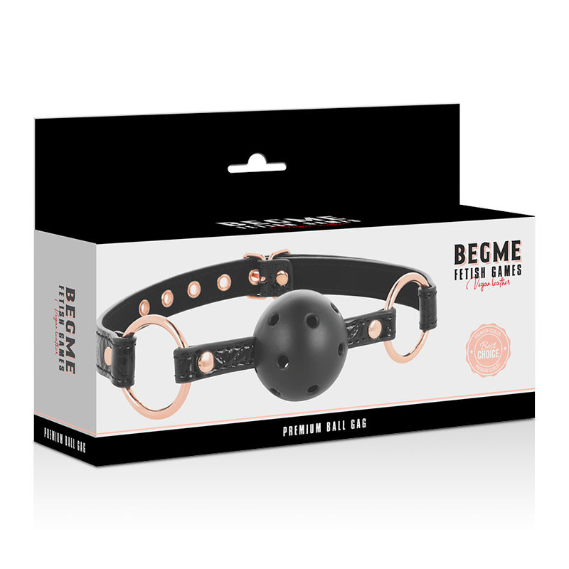 BEGME - Ball-gag Sort Edition i Vegansk Skinn