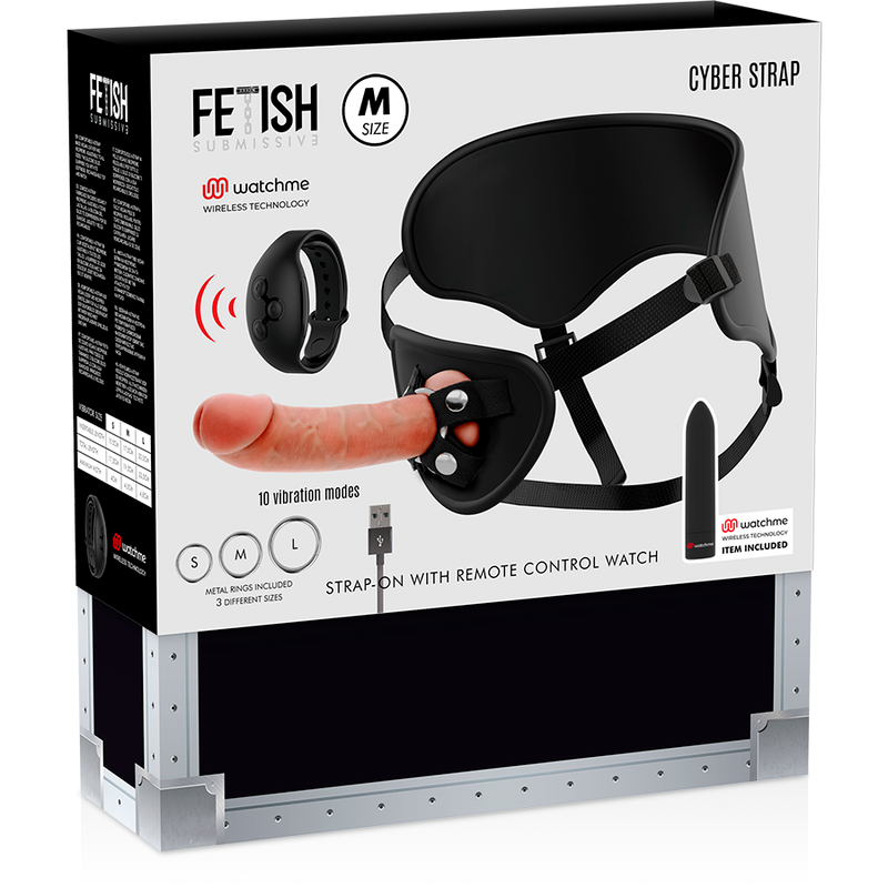 FETISH SUBMISSIVE - Cyber Strap Fjernstyrt vibrerende strap-on med bullet M