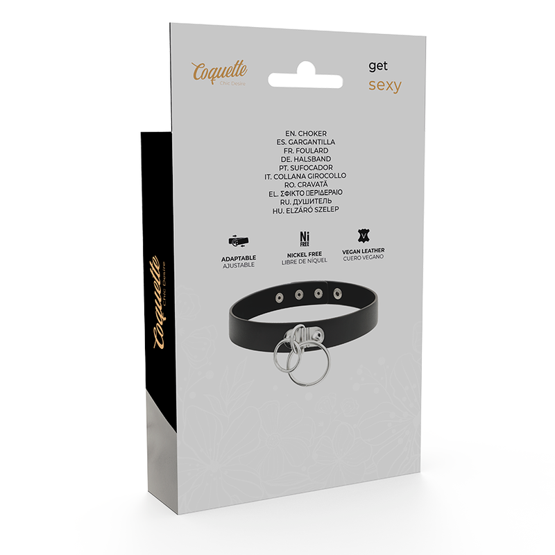 COQUETTE CHIC DESIRE - Choker i vegansk skinn med dobbel ring