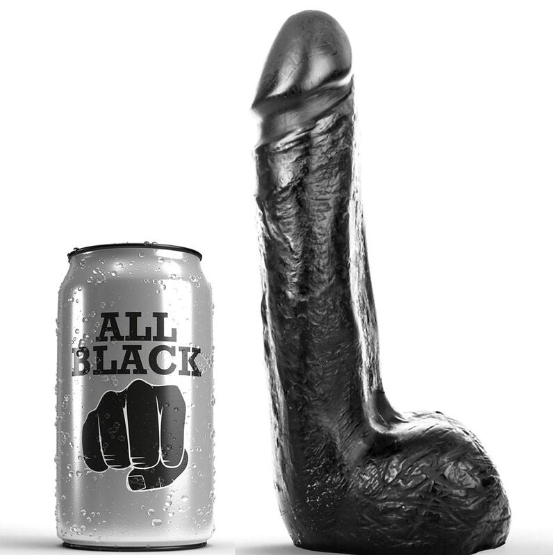 ALL BLACK - Soft Realistisk Analdildo Sort 20 cm