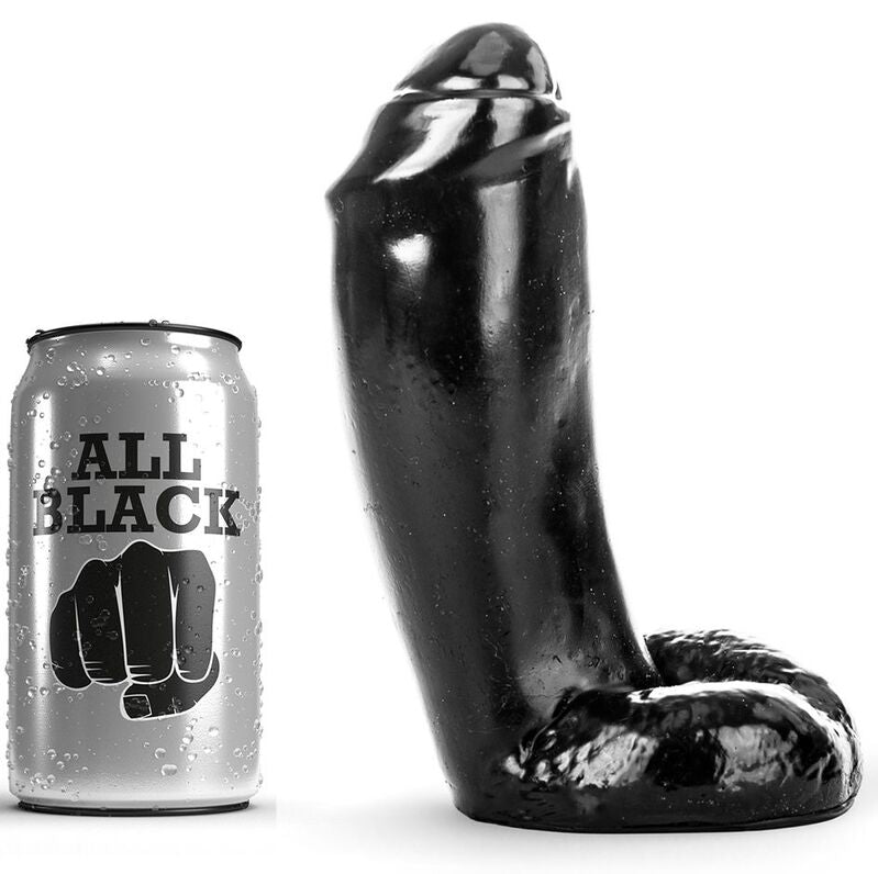 ALL BLACK - Dildo med pung Sort 16 cm