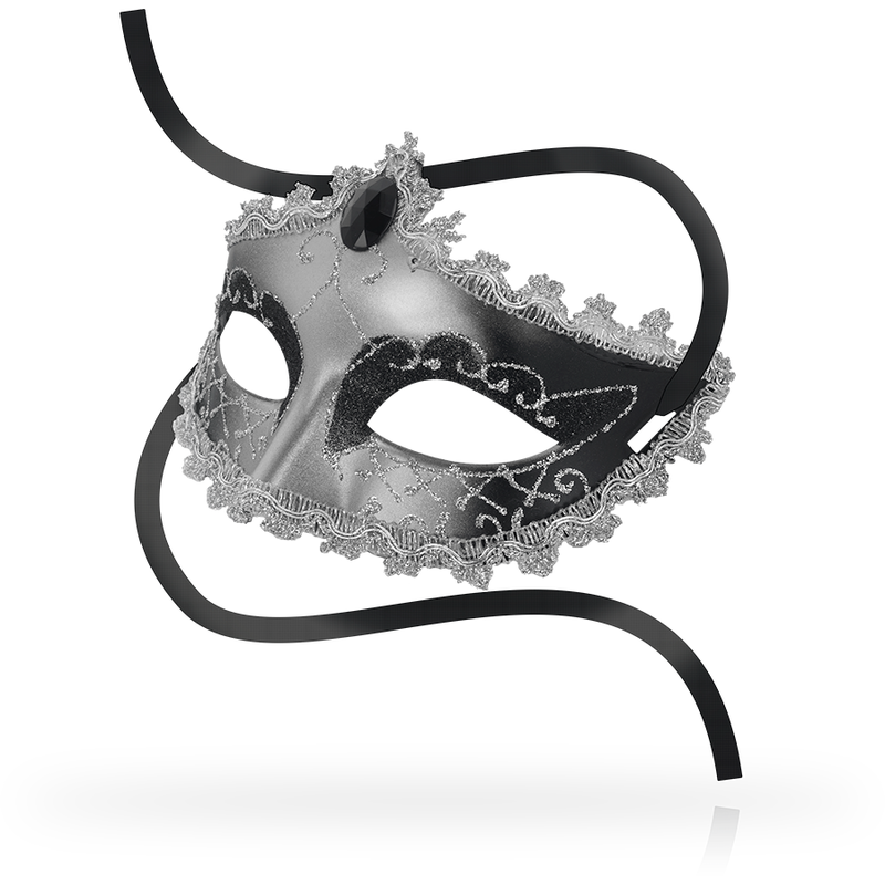 OHMAMA - Venetiansk Maske Grå med Sort Diamant