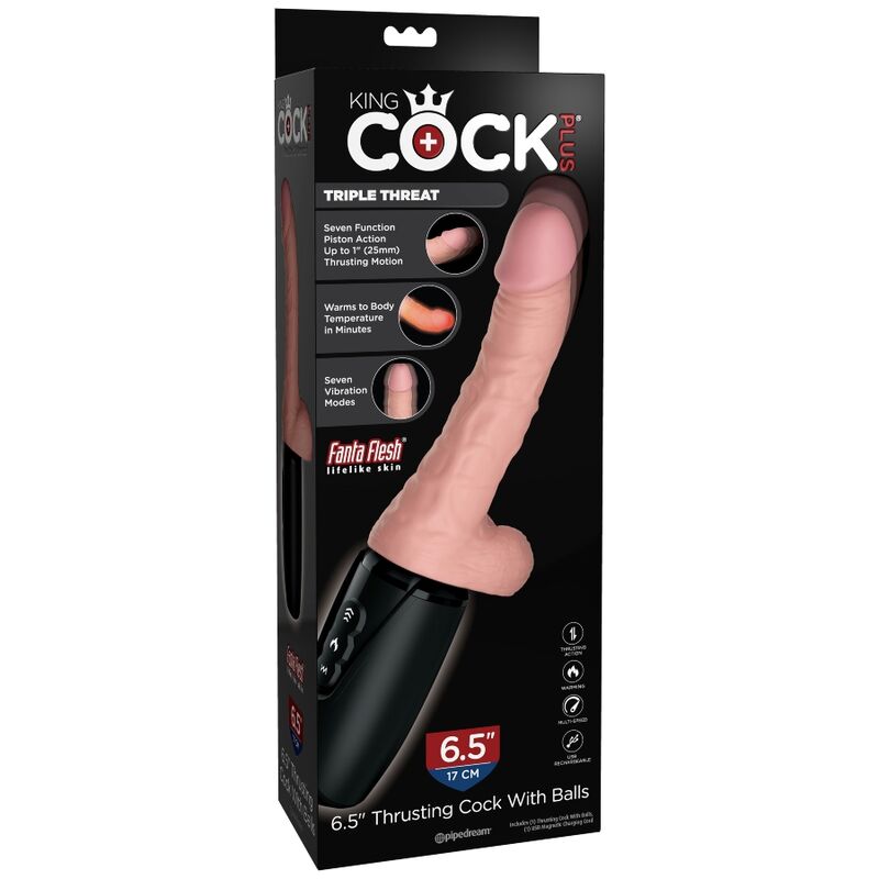 KING COCK - Plus Triple Threat Støtende vibrator med varme Lys hudtone