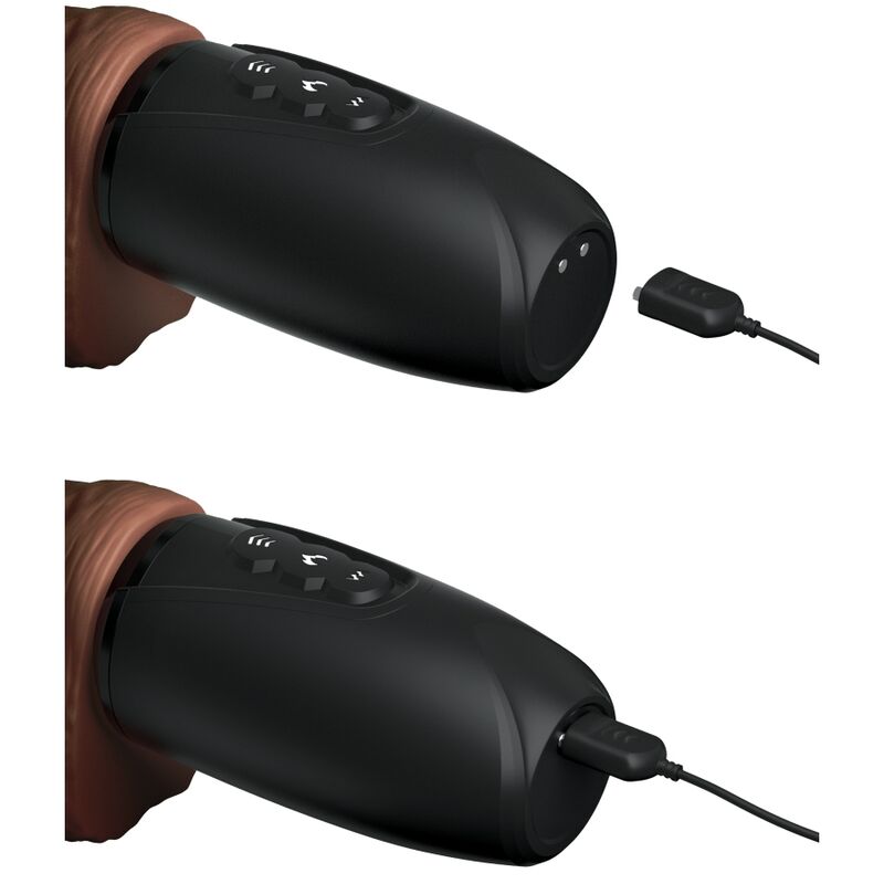 KING COCK - Plus Triple Threat Støtende vibrator med varme Brun hudtone