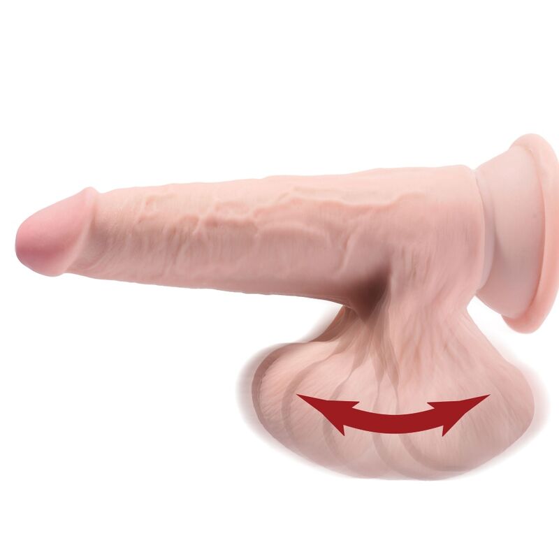 KING COCK - Plus 3D Realistisk Dildo med Svingende Baller Lys Hud 24,5 cm