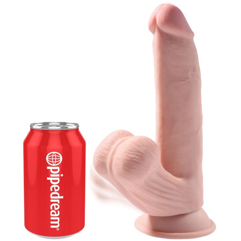 KING COCK - Plus 3D Realistisk Dildo med Svingende Baller Lys Hud 24,5 cm