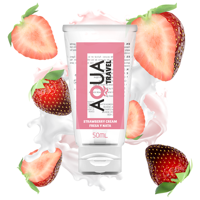 AQUA TRAVEL - Smakstilsatt glidemiddel Jordbærkrem 50 ml