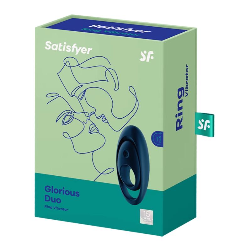 SATISFYER - Duo Vibrerende Penisring Blå