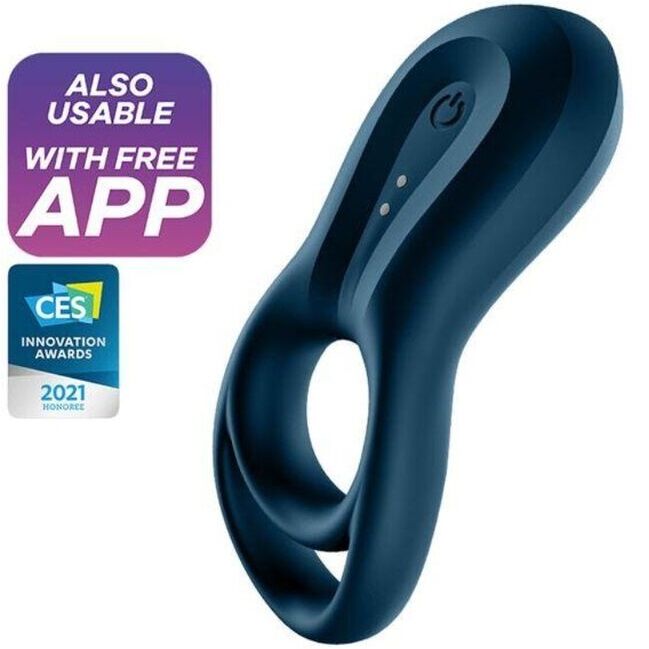 SATISFYER - Duo Vibrerende Penisring Blå