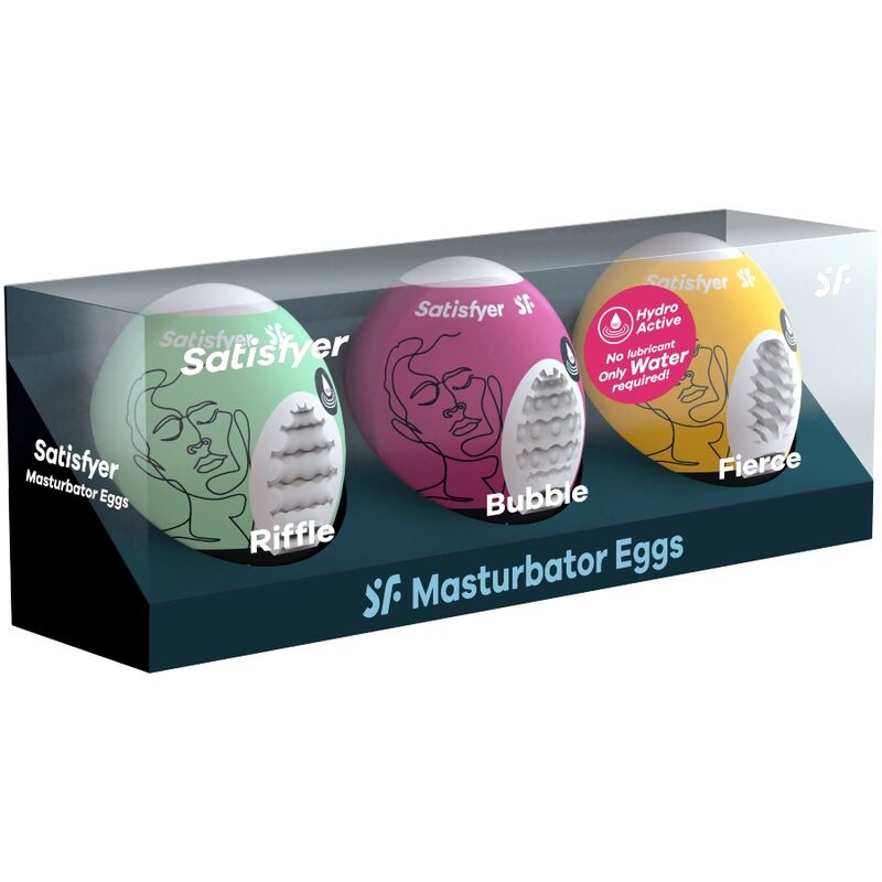 SATISFYER - Masturbator-egg 3-pakning Riffle, Bubble & Fierce