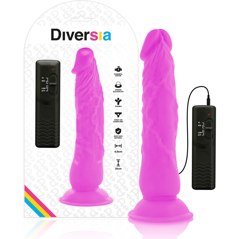 DIVERSIA - Fleksibel Vibrerende Dildo Lilla 21 cm