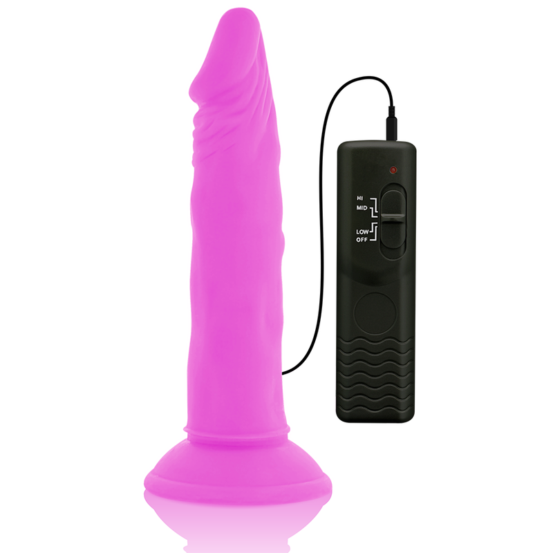 DIVERSIA - Fleksibel vibrerende dildo med fjernkontroll Lilla 23 cm