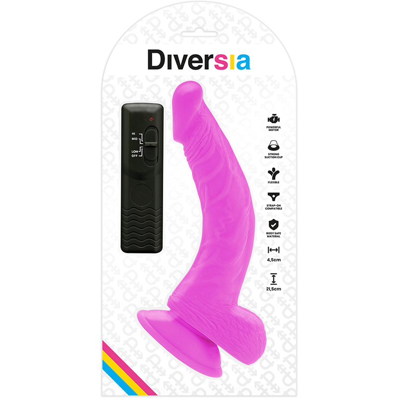 DIVERSIA - Fleksibel Vibrerende Dildo Lilla 21,5 cm