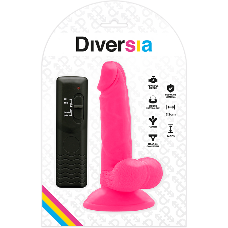 DIVERSIA - Fleksibel Vibrerende Dildo Rosa 17 cm