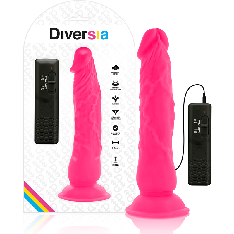DIVERSIA - Fleksibel vibrerende dildo Rosa 21 cm
