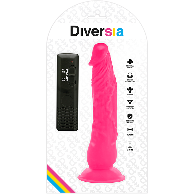 DIVERSIA - Fleksibel vibrerende dildo Rosa 21 cm