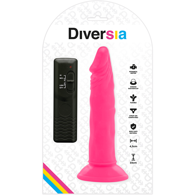 DIVERSIA - Fleksibel Vibrerende Dildo Rosa 23 cm