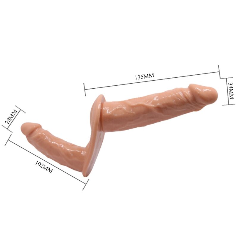 BAILE - Ultra Passionate Dobbel dildo med seletau Naturlig