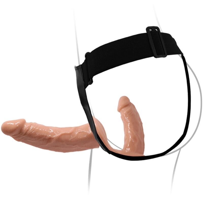 BAILE - Ultra Passionate Dobbel dildo med seletau Naturlig