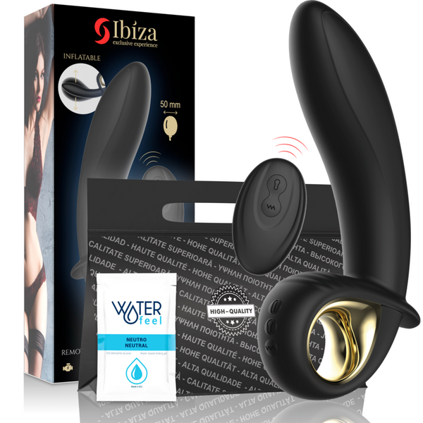IBIZA - Oppblåsbar anal/vaginal vibrator med fjernkontroll
