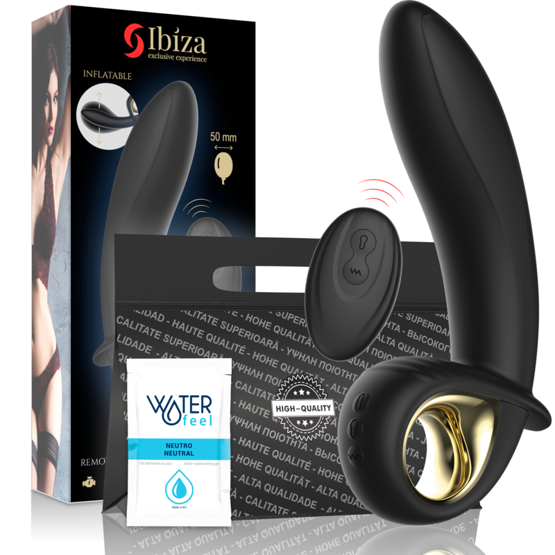 IBIZA - Oppblåsbar anal/vaginal vibrator med fjernkontroll