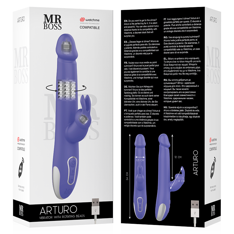 MR BOSS - Arturo Rabbitvibrator & Rotator med WatchMe-fjernkontroll