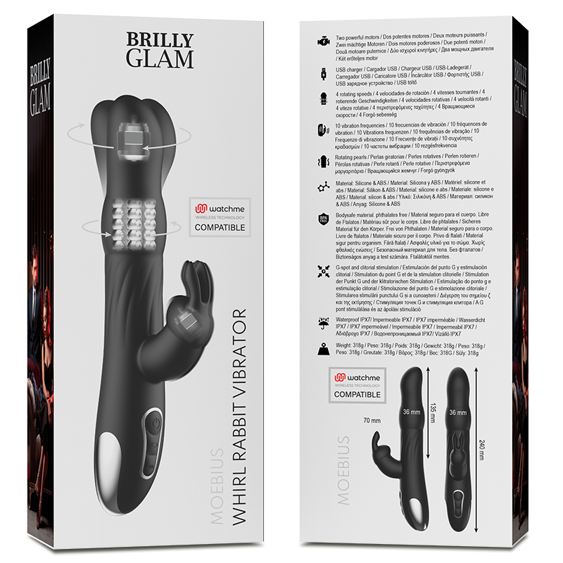 BRILLY GLAM - Moebius Rabbitvibrator & Rotator med WatchMe-fjernkontroll