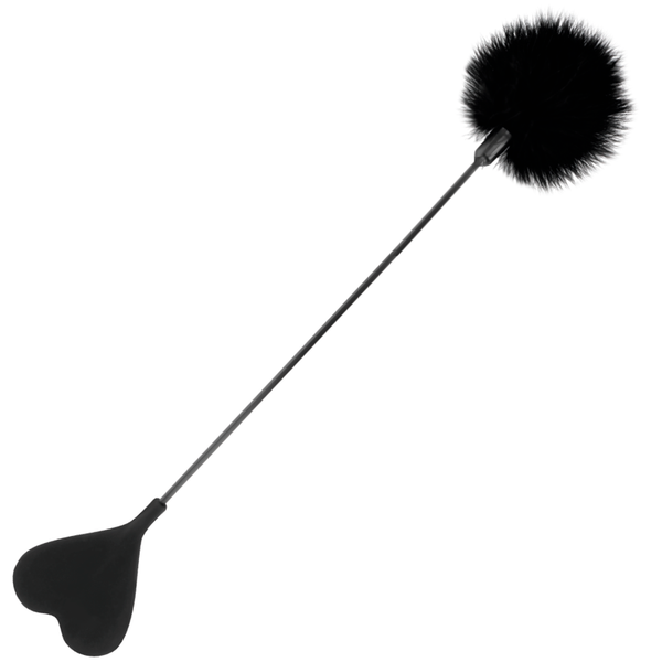 DARKNESS - Ridepisk med Fjær Sort 40 cm