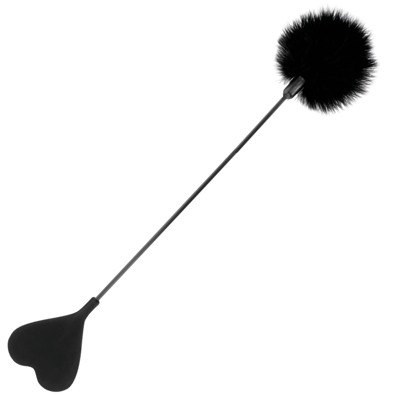 DARKNESS - Ridepisk med Fjær Sort 40 cm