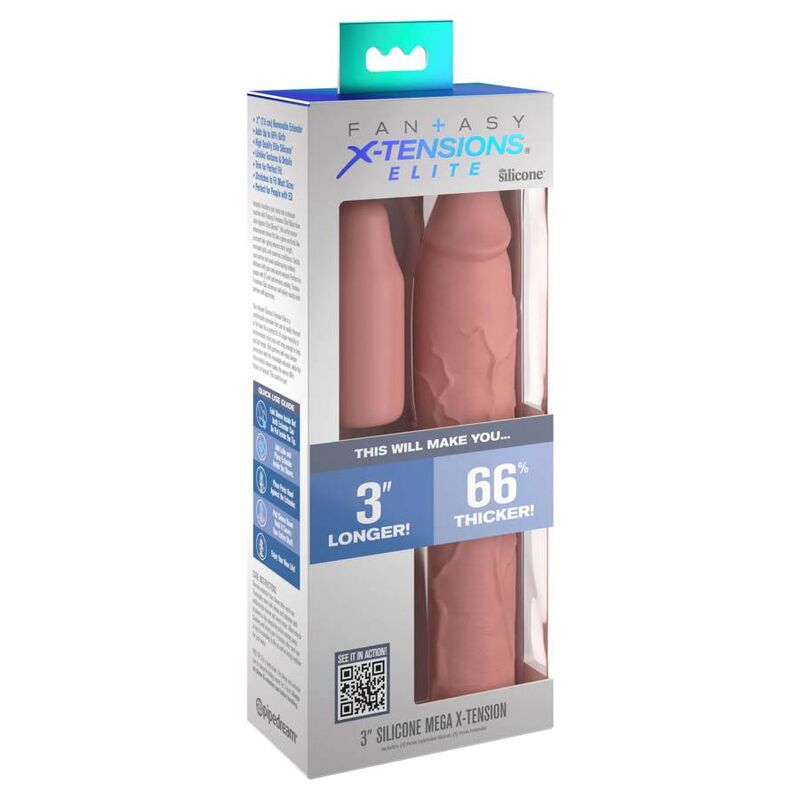 FANTASY X-TENSIONS - Penissleeve 22,86 cm + plugg Flesh