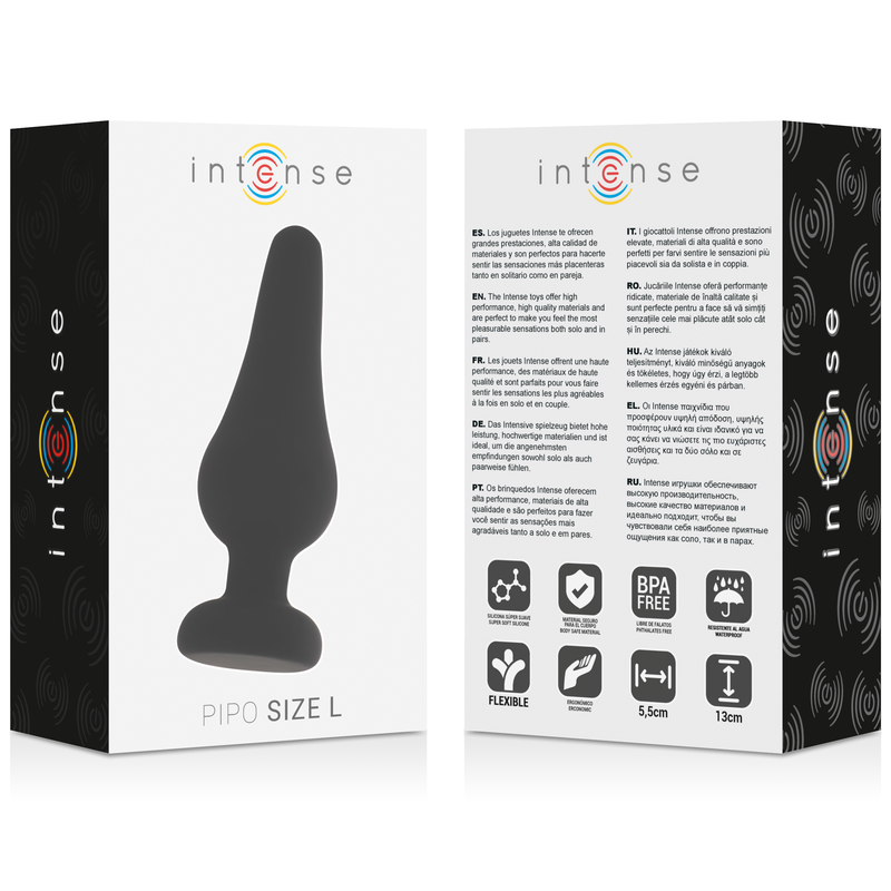 INTENSE - Analplugg Pipo L Sort Silikon 13 cm