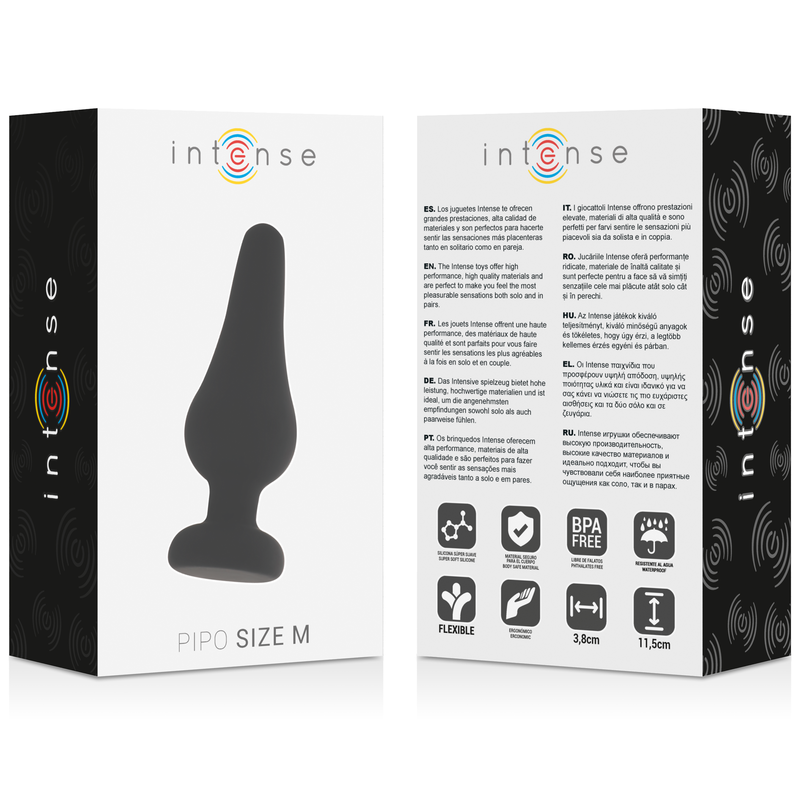 INTENSE - Analplugg Pipo M Sort Silikon 11 cm