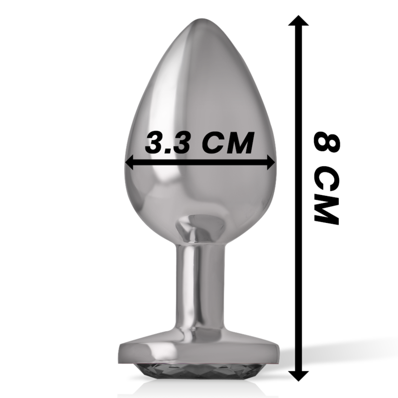 INTENSE - Aluminium Analplugg med Sort Glass M