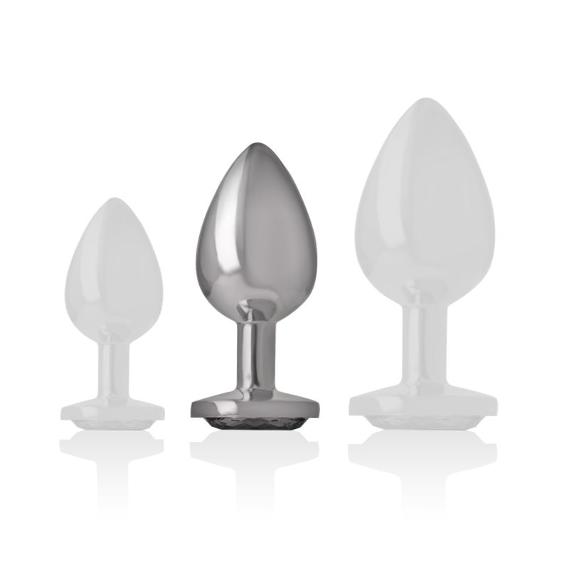 INTENSE - Aluminium Analplugg med Sort Glass M