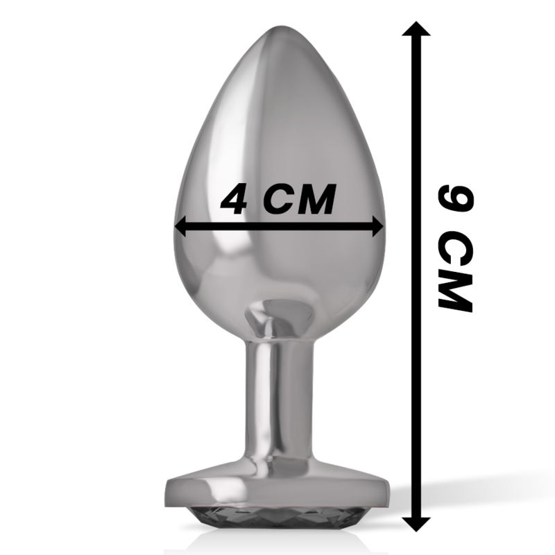 INTENSE - Aluminium Analplugg med Sort Glass L