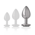 INTENSE - Aluminium Analplugg med Sort Glass L
