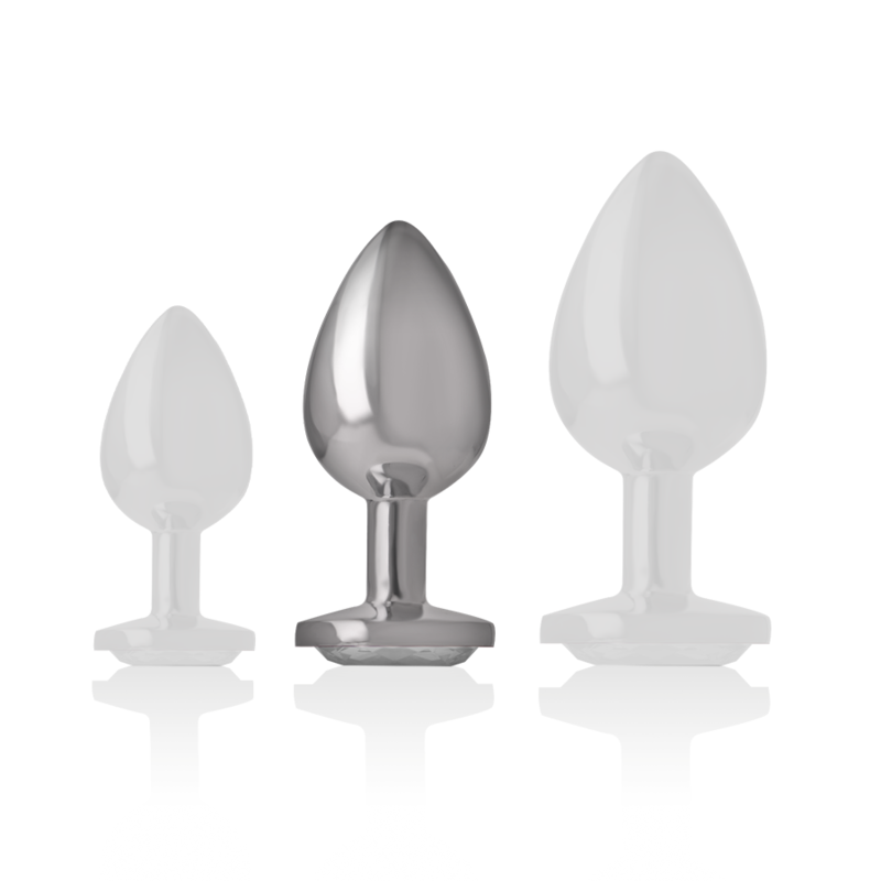 INTENSE - Aluminium Analplugg med krystall Sølv M
