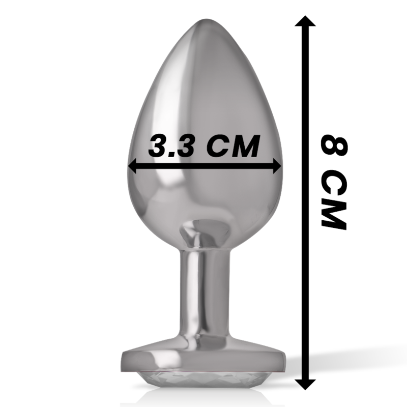 INTENSE - Aluminium Analplugg med krystall Sølv M