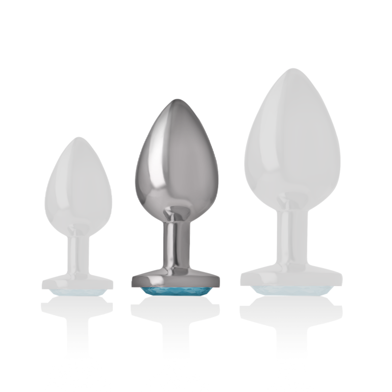 INTENSE - Aluminium Analplugg med Blått Glass M