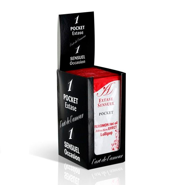 EXTASE SENSUAL - Massasjeolje med Varmeeffekt og Feromoner Slikkepinne 10 ml