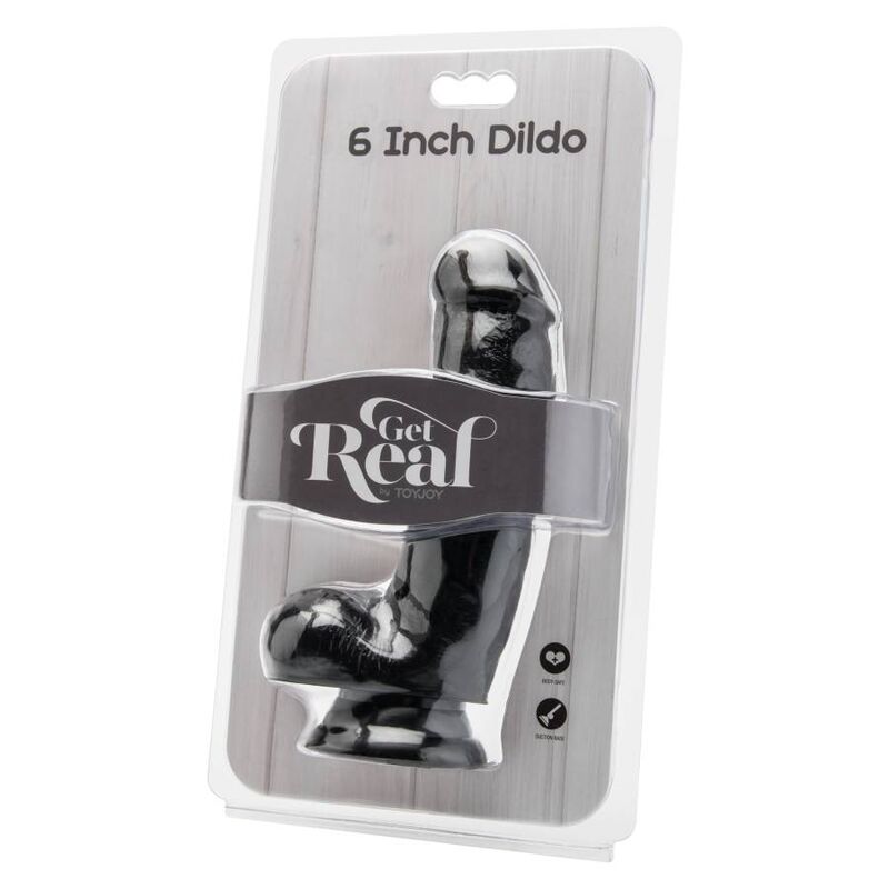 GET REAL - Realistisk Dildo med Baller Sort 12 cm