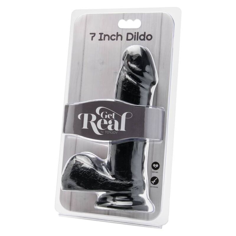 GET REAL - Realistisk Dildo med Baller Sort 18 cm