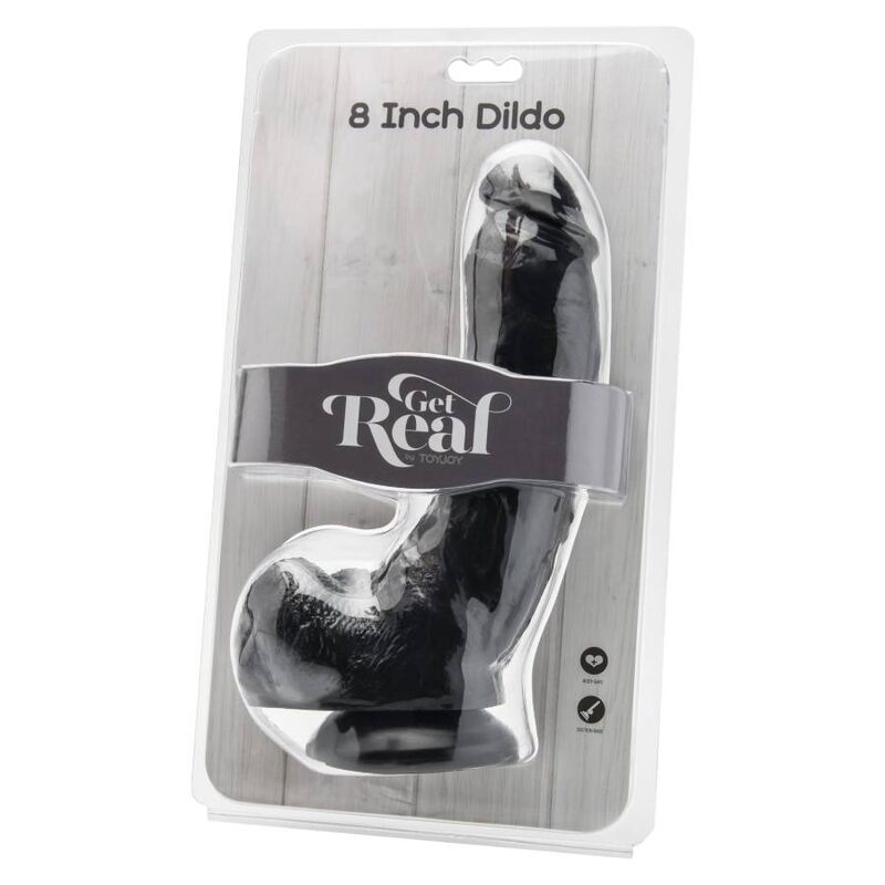 GET REAL - Realistisk Dildo med Baller Sort 20,5 cm