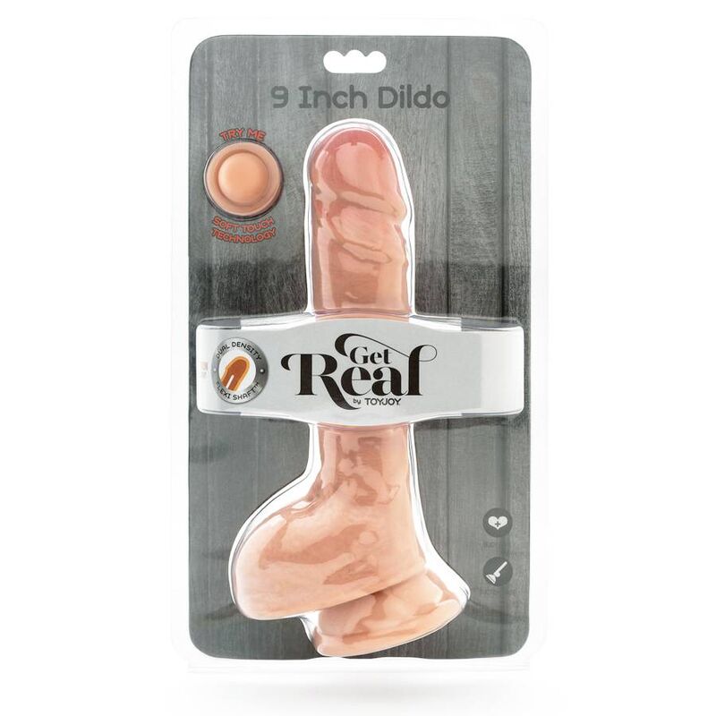 GET REAL - Dual Density Dildo med Baller Hud 25,5 cm