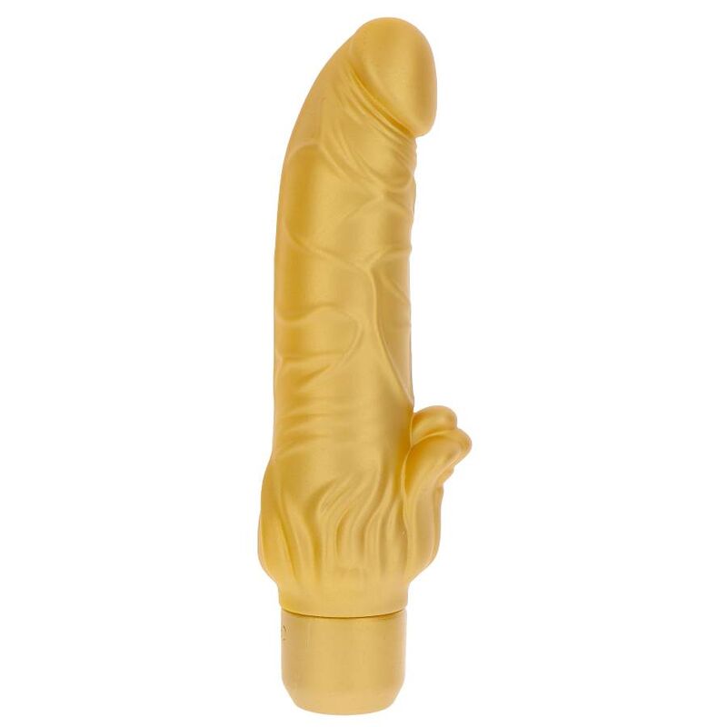 GET REAL - Gold Dicker Stim Vibrator med Klitorisstimulator